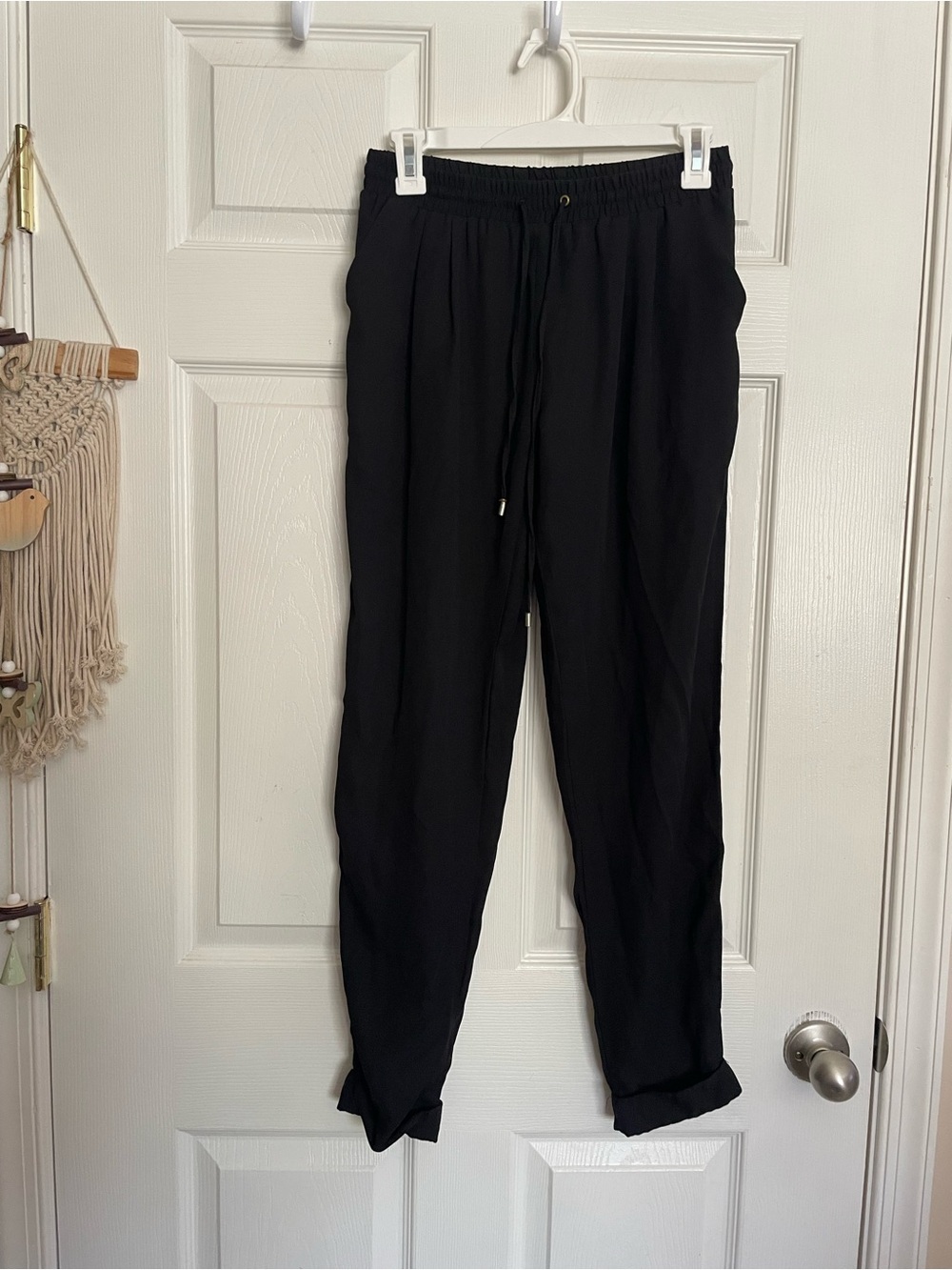 Love & Love Women’s size Small Classic Sheer Black Drawstring Pants Beach